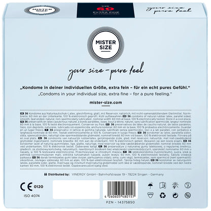 MISTER SIZE - CONDOM SIZE GG 60 MM (36 UNITS)