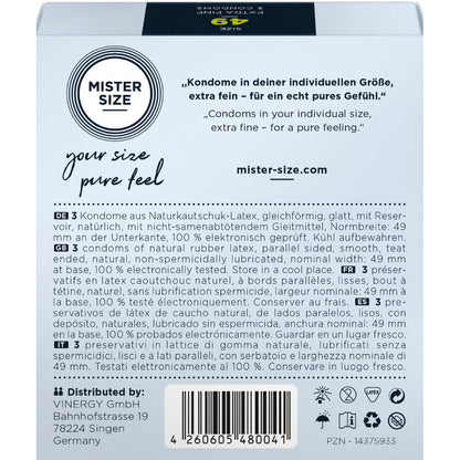 MISTER SIZE - CONDOM SIZE P 49 MM (3 UNITS)