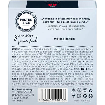 MISTER SIZE - CONDOM SIZE GG 60 MM (3 UNITS)