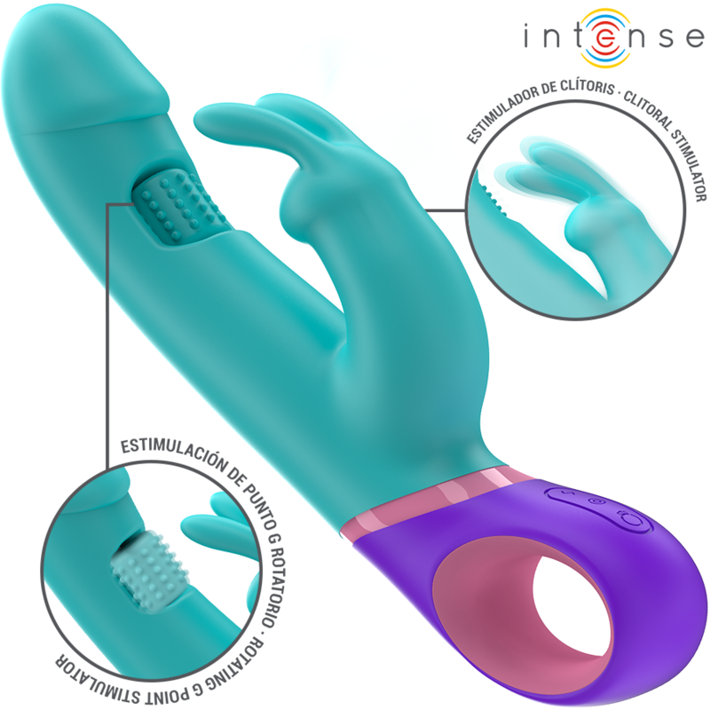 INTENSE - VIBRADOR MONICA RABBIT CON ESTIMULADOR GIRATORIO DEL PUNTO G AZUL