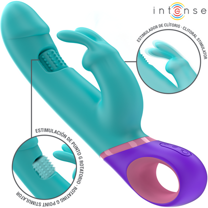 INTENSE - VIBRADOR MONICA RABBIT CON ESTIMULADOR GIRATORIO DEL PUNTO G AZUL