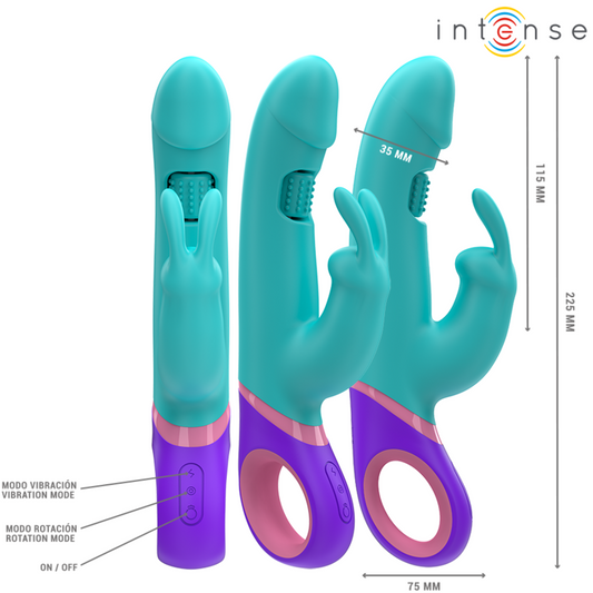 INTENSE - VIBRADOR MONICA RABBIT CON ESTIMULADOR GIRATORIO DEL PUNTO G AZUL