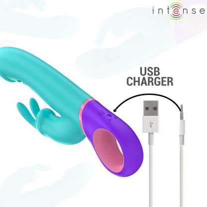 INTENSE - VIBRADOR MONICA RABBIT CON ESTIMULADOR GIRATORIO DEL PUNTO G AZUL