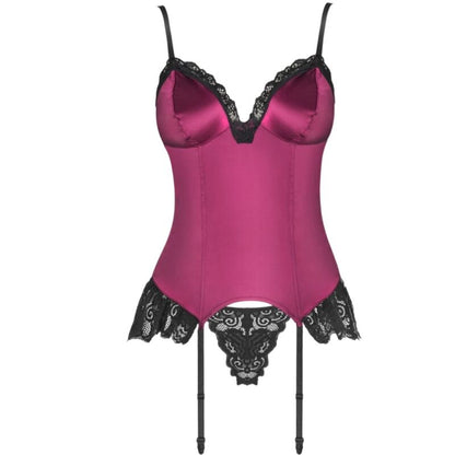 LIVCO CORSETTI MODA - AGRAFENA CF 90436 CORSET + THONG BURGUNDY S/M