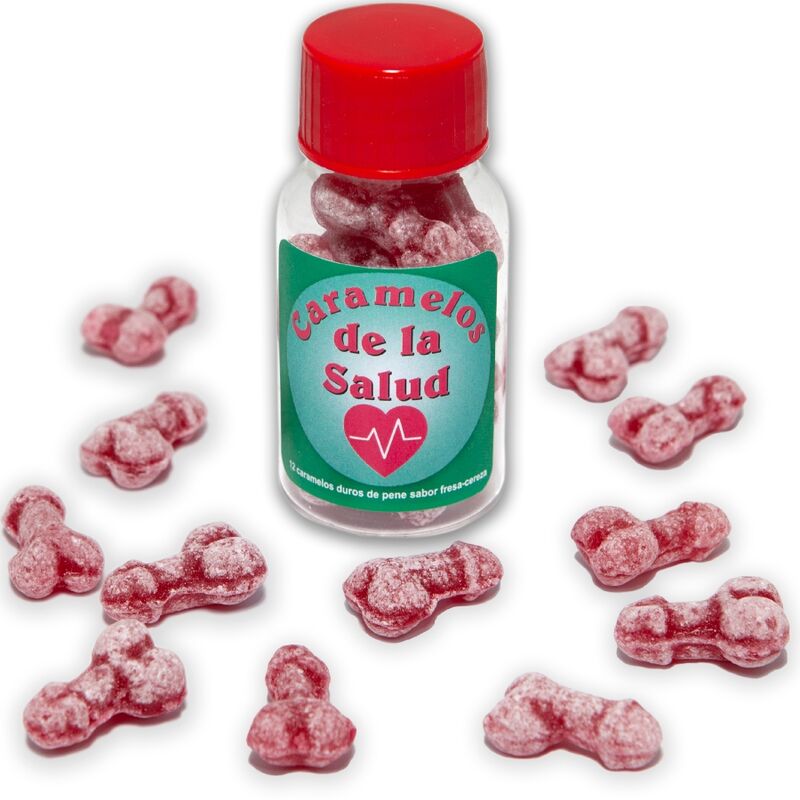 DIABLO PICANTE - 12 DULCES SALUDABLES CON FORMA DE PENE FRESA/CEREZA