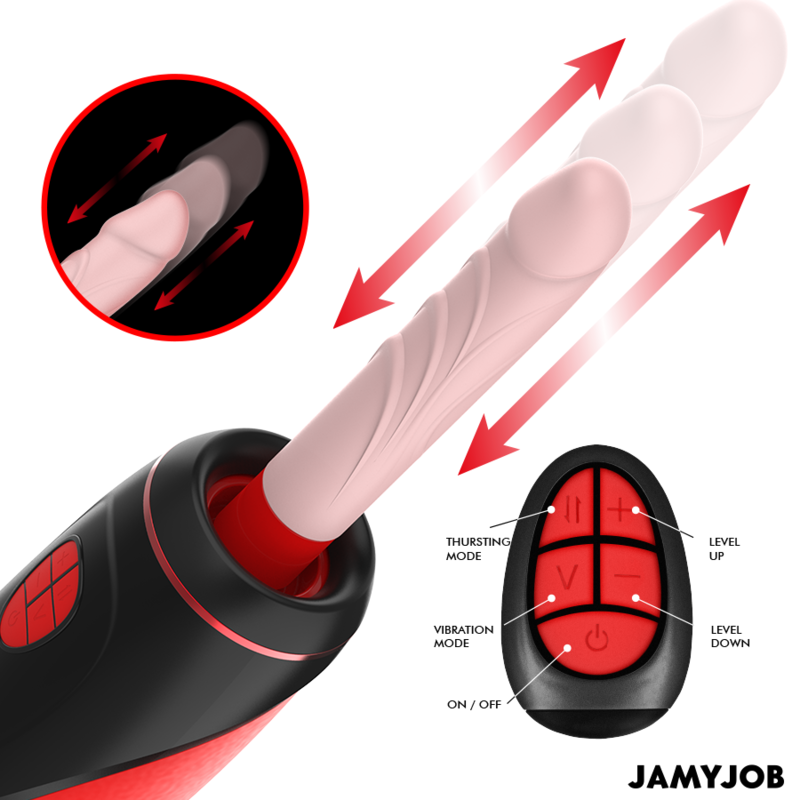 JAMYJOB - PYSTON-BASED AUTOMATIC MASTURBATOR WITH REMOTE CONTROL DILDO