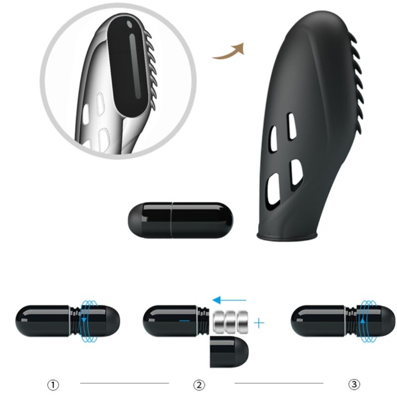 PRETTY LOVE - BLACK SILICONE FINGER VIBRATOR
