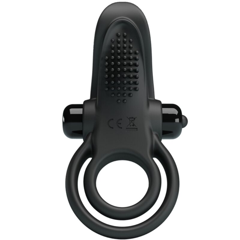 PRETTY LOVE - ANILLO VIBRADOR DOBLE + ESTIMULADOR DE CLÍTORIS 10 VIBRACIONES NEGRO