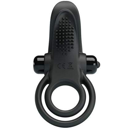 PRETTY LOVE - ANILLO VIBRADOR DOBLE + ESTIMULADOR DE CLÍTORIS 10 VIBRACIONES NEGRO