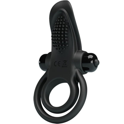 PRETTY LOVE - ANILLO VIBRADOR DOBLE + ESTIMULADOR DE CLÍTORIS 10 VIBRACIONES NEGRO