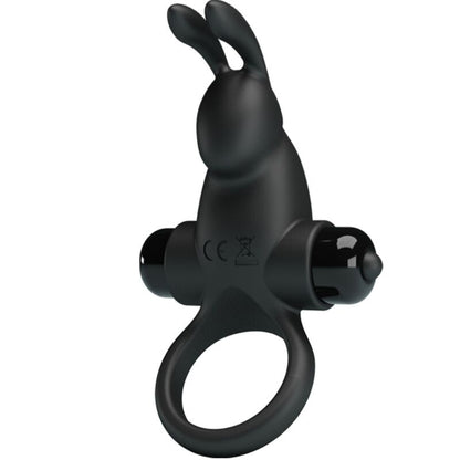 PRETTY LOVE - ANILLO VIBRADOR + ESTIMULADOR DE CLÍTORIS CON CONEJO 10 VIBRACIONES NEGRO