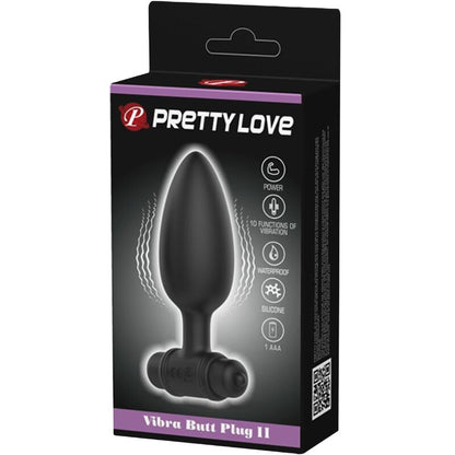PRETTY LOVE - VIBRATING BUTT PLUG 2 ANAL PLUG 10 VIBRATIONS BLACK