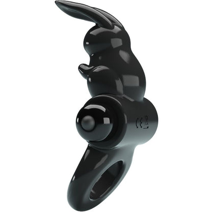 PRETTY LOVE - ANILLO VIBRADOR CONEJO, ANILLO EMOCIONANTE, 10 VIBRACIONES, NEGRO