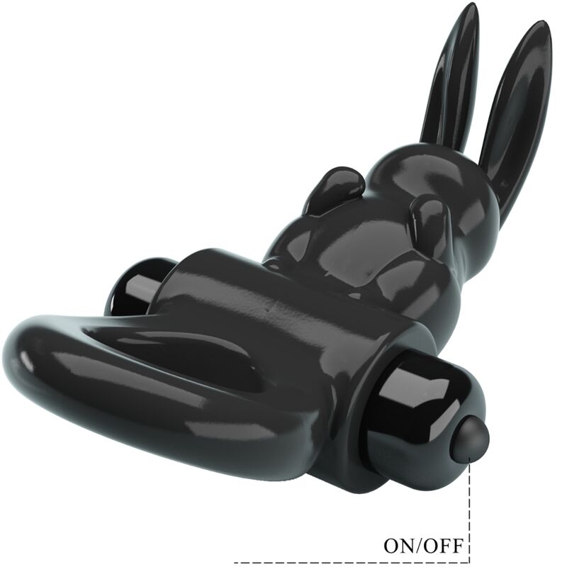PRETTY LOVE - ANILLO VIBRADOR CONEJO, ANILLO EMOCIONANTE, 10 VIBRACIONES, NEGRO