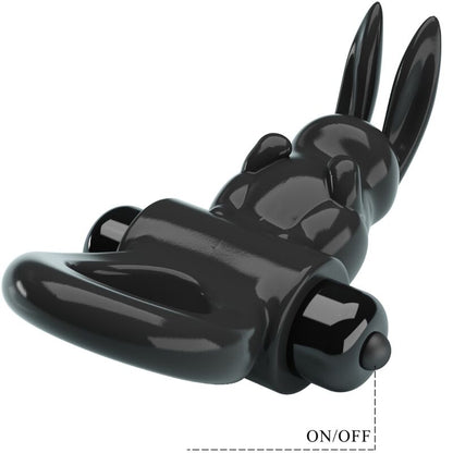 PRETTY LOVE - ANILLO VIBRADOR CONEJO, ANILLO EMOCIONANTE, 10 VIBRACIONES, NEGRO