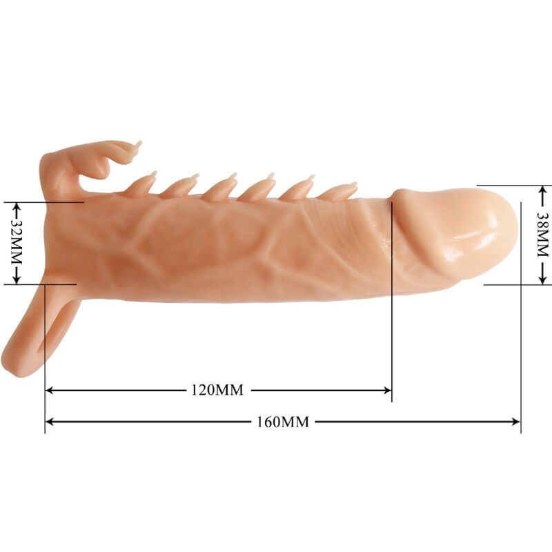 PRETTY LOVE - FUNDA PARA PENE EMMIT + ESTIMULADOR DE CLÍTORIS CARNE