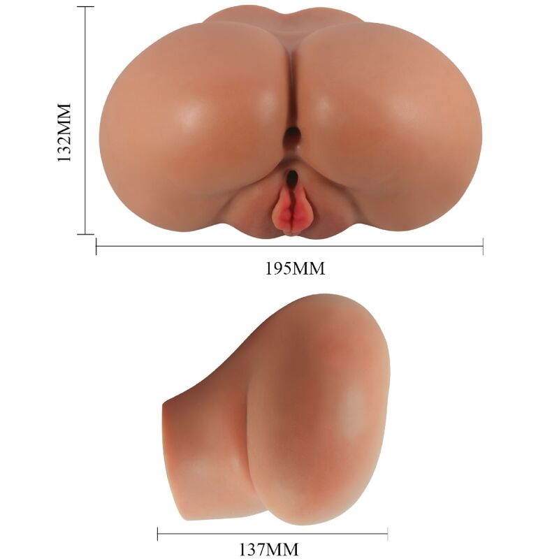 CRAZY BULL - VIBRADOR LUNA BUTT CON VAGINA Y ANO REALISTAS CONTROL REMOTO CARNE