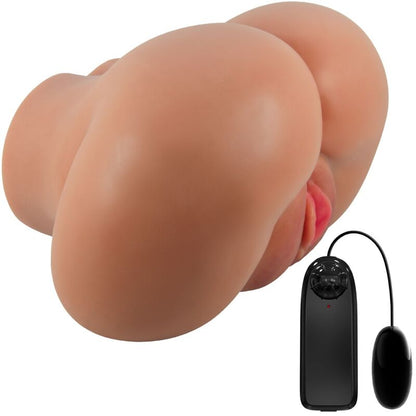 CRAZY BULL - VIBRADOR LUNA BUTT CON VAGINA Y ANO REALISTAS CONTROL REMOTO CARNE