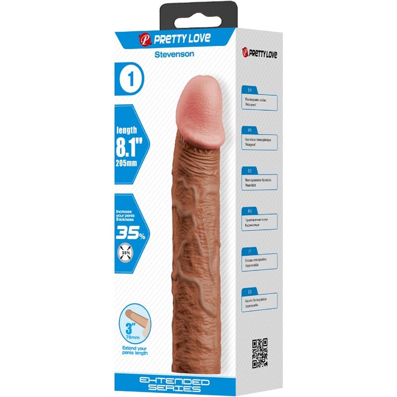 PRETTY LOVE - FUNDA PARA PENE STEVENSON CON EXTENSIÓN DE 7,6 CM MULATO