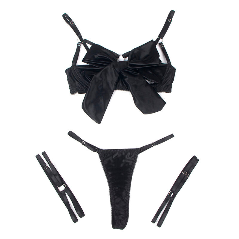SUBBLIME - 955205 CONJUNTO DE SUJETADOR DE ENCAJE NEGRO AJUSTABLE L/XL