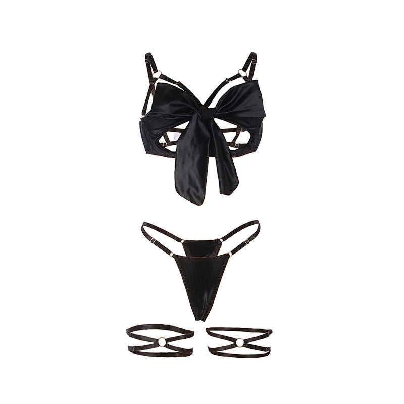 SUBBLIME - 955205 CONJUNTO DE SUJETADOR DE ENCAJE NEGRO AJUSTABLE L/XL