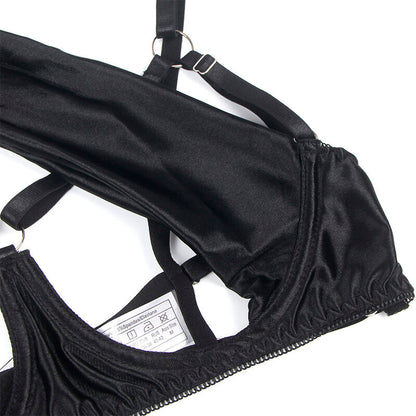 SUBBLIME - 955205 CONJUNTO DE SUJETADOR DE ENCAJE NEGRO AJUSTABLE L/XL