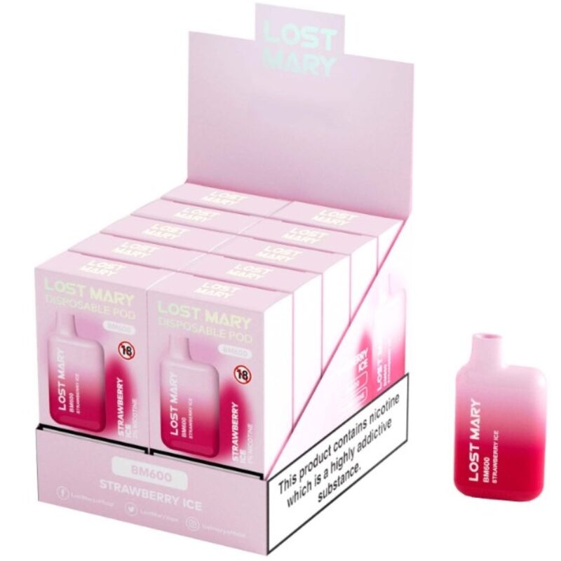 LOST MARY - BM600 NICOTINE VAPER 2% DESCARTÁVEL MORANGO ICE