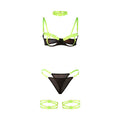 Subblime - 955281 Conjunto de sujetador con collar y detalles en las piernas Verde Fluorescente L/Xl