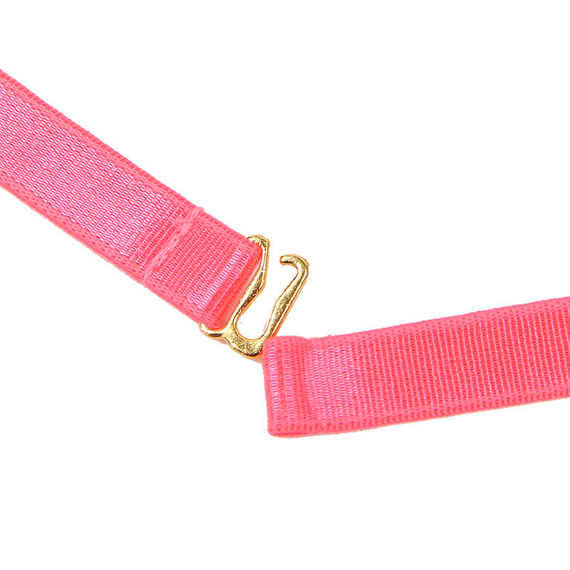 SUBBLIME - 955304 CONJUNTO DE SUJETADOR ROSA FLUORESCENTE CON COLLAR Y DETALLES EN LAS PIERNAS L/XL
