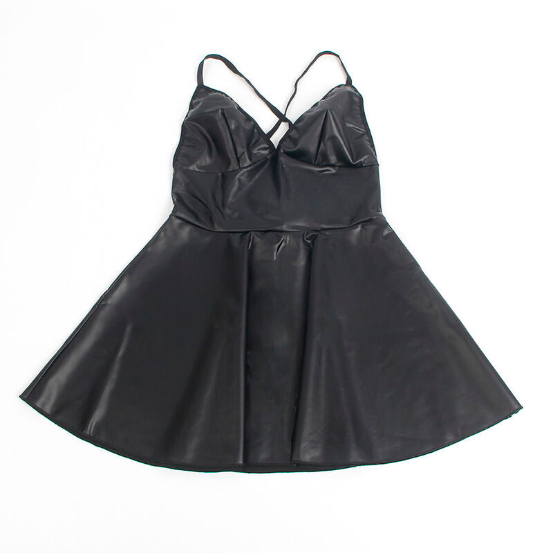 SUBBLIME - 955373 BLACK LEATHER DRESS WITH STRAPS S/M