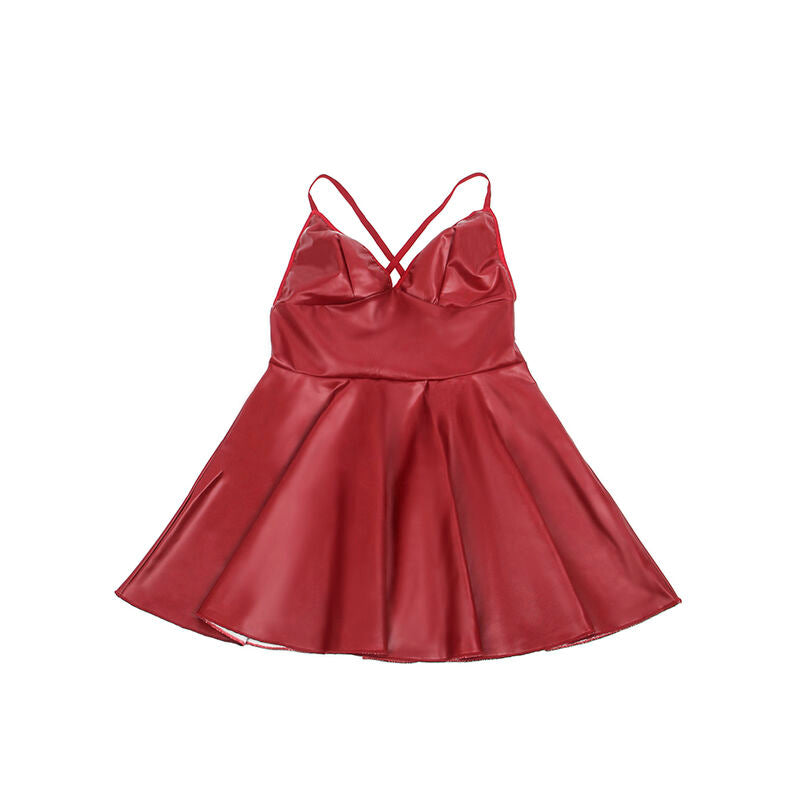 SUBBLIME - 955403 DRESS WITH BURGUNDY LEATHER STRAPS L/XL