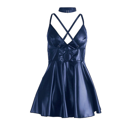 SUBBLIME - 955410 BLUE LEATHER STRAPS DRESS S/M