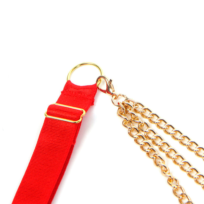 SUBBLIME - 955519 CONJUNTO DE SUJETADOR DE CADENA DE MALLA CON CORAZÓN ROJO S/M