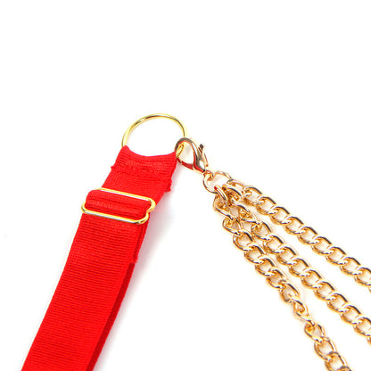 SUBBLIME - 955519 CONJUNTO DE SUJETADOR DE CADENA DE MALLA CON CORAZÓN ROJO S/M