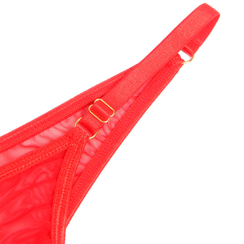SUBBLIME - 955526 CONJUNTO DE SUJETADOR DE CADENA DE MALLA CON CORAZÓN ROJO L/XL