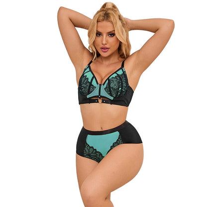 SUBBLIME - 955557 CONJUNTO DE SUJETADOR DE CUERO VERDE CON CREMALLERA DE MALLA S/M