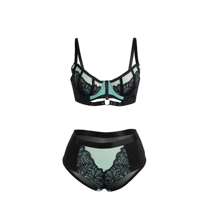 SUBBLIME - 955557 CONJUNTO DE SUJETADOR DE CUERO VERDE CON CREMALLERA DE MALLA S/M