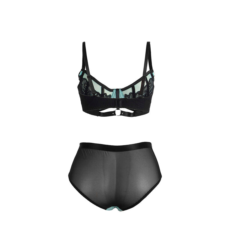 SUBBLIME - 955557 CONJUNTO DE SUJETADOR DE CUERO VERDE CON CREMALLERA DE MALLA S/M