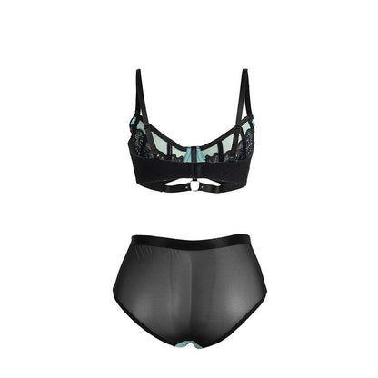 SUBBLIME - 955557 CONJUNTO DE SUJETADOR DE CUERO VERDE CON CREMALLERA DE MALLA S/M