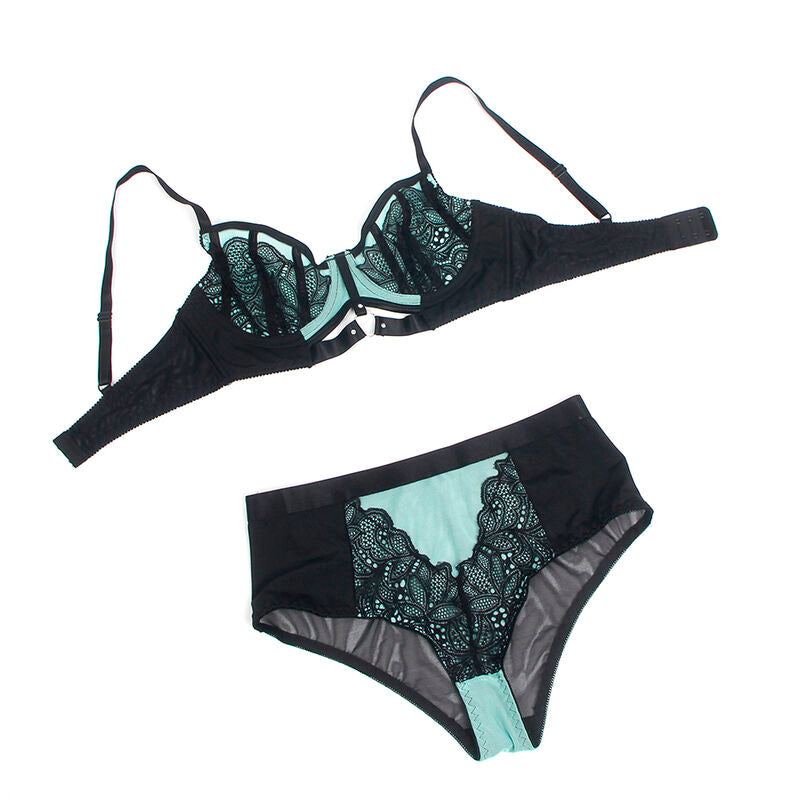 SUBBLIME - 955557 CONJUNTO DE SUJETADOR DE CUERO VERDE CON CREMALLERA DE MALLA S/M