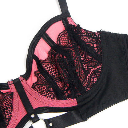 SUBBLIME - 955571 CONJUNTO DE SUJETADOR DE CUERO VERDE CON CREMALLERA DE MALLA ROSA S/M