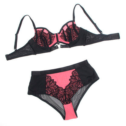 SUBBLIME - 955571 CONJUNTO DE SUJETADOR DE CUERO VERDE CON CREMALLERA DE MALLA ROSA S/M