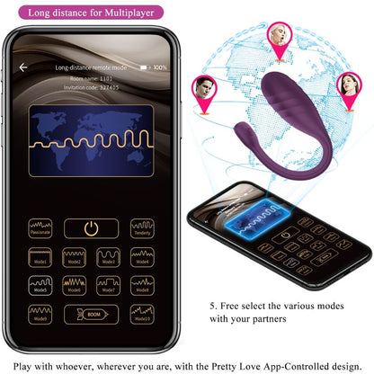 PRETTY LOVE - VIBRADOR LEVIATHAN PÚRPURA CONTROLADO POR APP