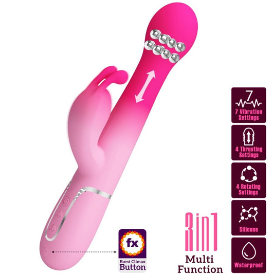PRETTY LOVE - DEJON 3-IN-1 MULTIFUNCTIONAL RABBIT VIBRATOR PINK