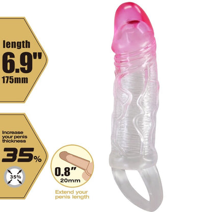 PRETTY LOVE - FUNDA REALISTA PARA ALARGAR EL PENE ROSA ODES DE 2 CM