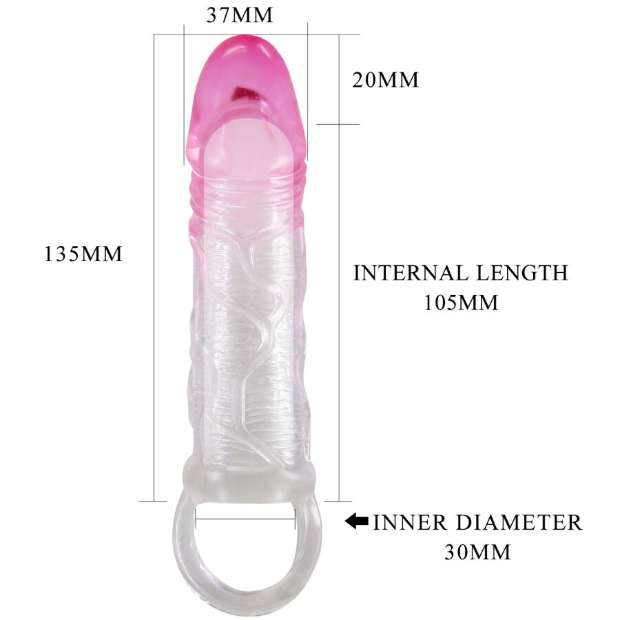 PRETTY LOVE - FUNDA REALISTA PARA ALARGAR EL PENE ROSA ODES DE 2 CM