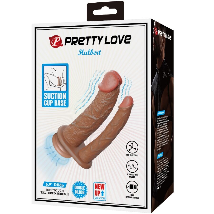 PRETTY LOVE - HULBERT REALISTIC DOUBLE VIBRATING DILDO MULATTO