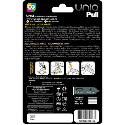 UNIQ - Preservativos sin látex con tiras 3 unidades