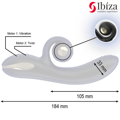 IBIZA - VIBRADOR TWISTER COM ESTIMULADOR DE CURVA E VIBRO-ROTAÇÃO