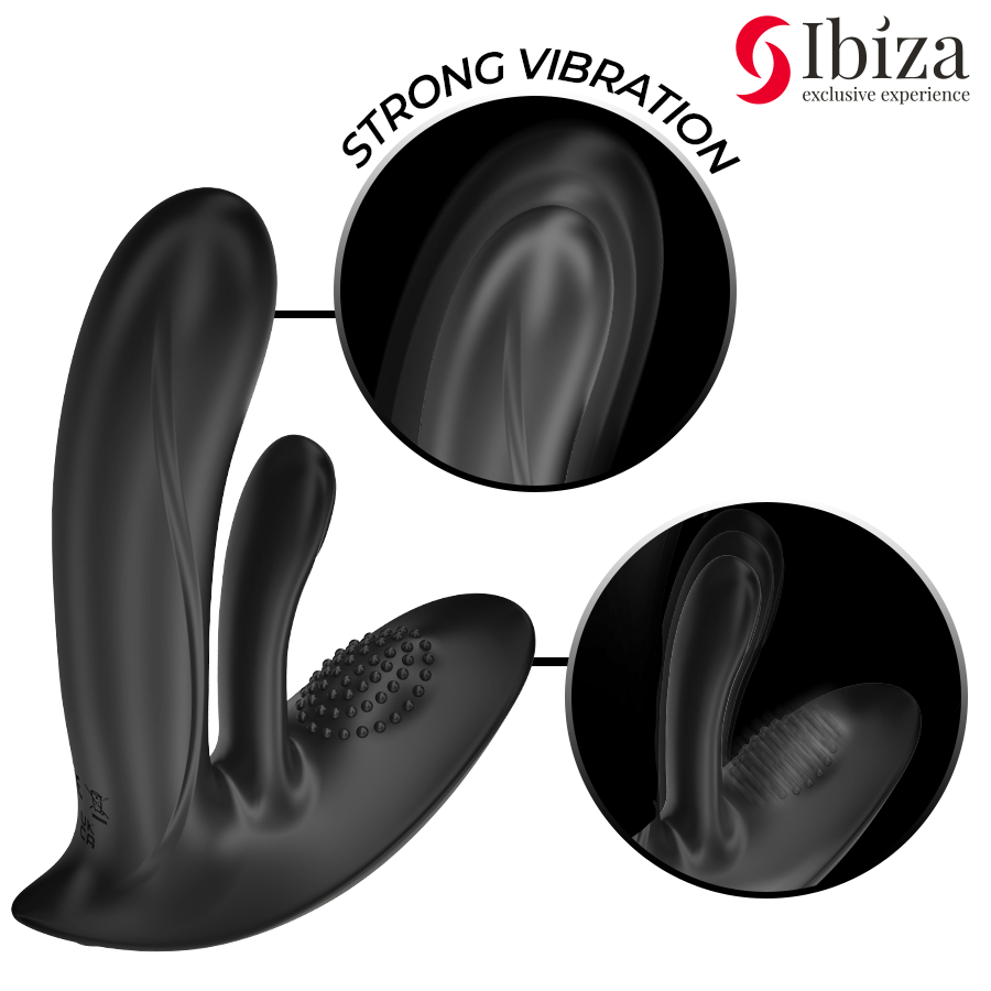 IBIZA - VIBRADOR VESTÍVEL COM ESTIMULAÇÃO DO PONTO G E CLITÓRIS COM CONTROLE REMOTO
